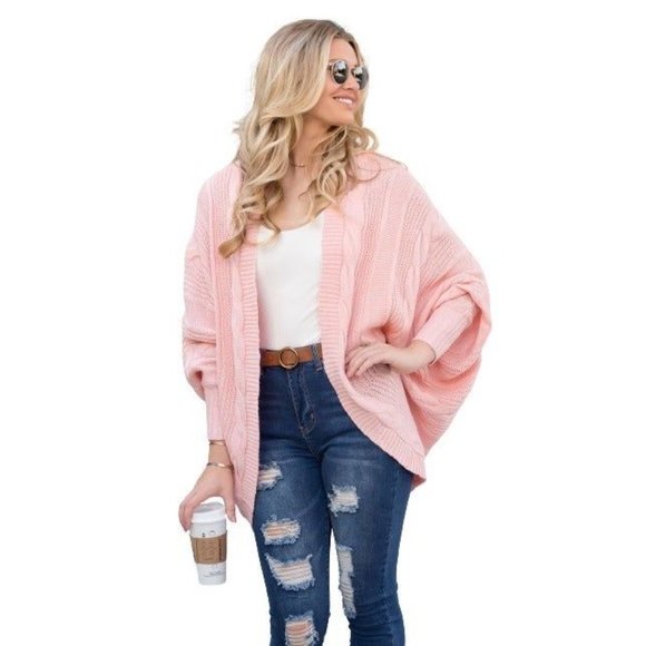 Military Hippie OS Oversized Slouchy Open Front Dolman Sleeve Cardigan Sweater - Picture 2 of 9